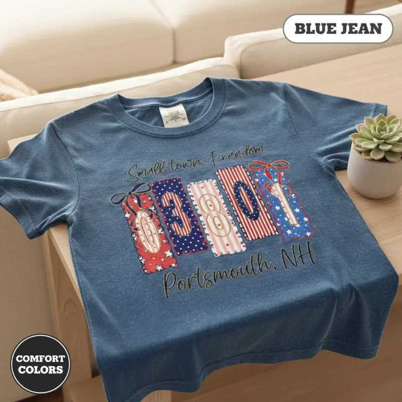 03801 portsmouth shirt zip code hometown pride tee comfort colors t shirt interior blue jean