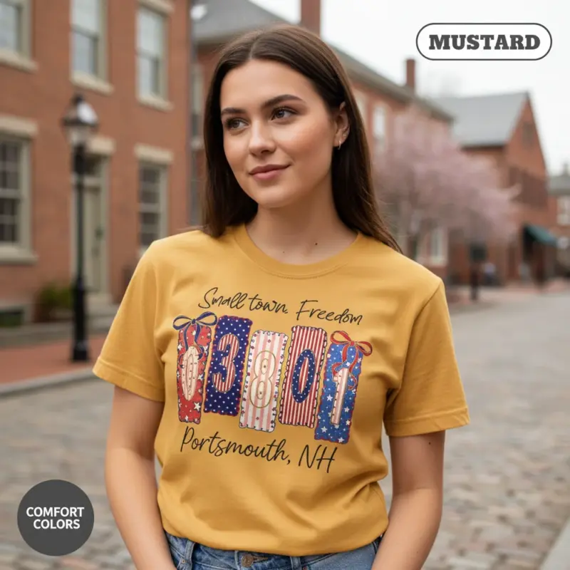 03801 portsmouth shirt zip code hometown pride tee comfort colors t shirt thematic female mustard