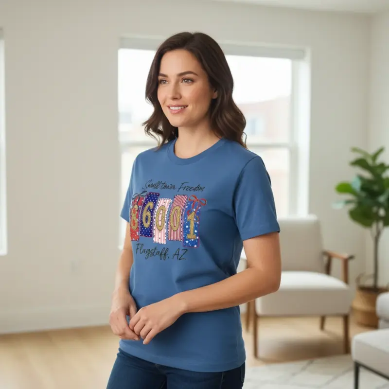 86001 flagstaff shirt zip code hometown pride tee comfort co casual indoor female mature denim