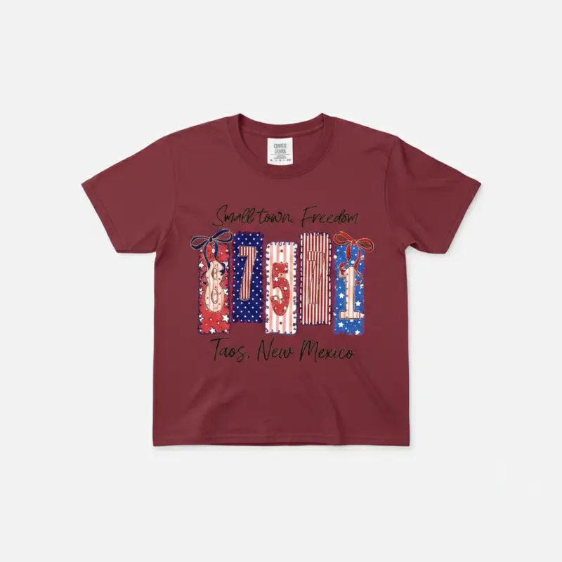 87571 taos shirt zip code hometown pride tee comfort colors t shirt studio frontal berry