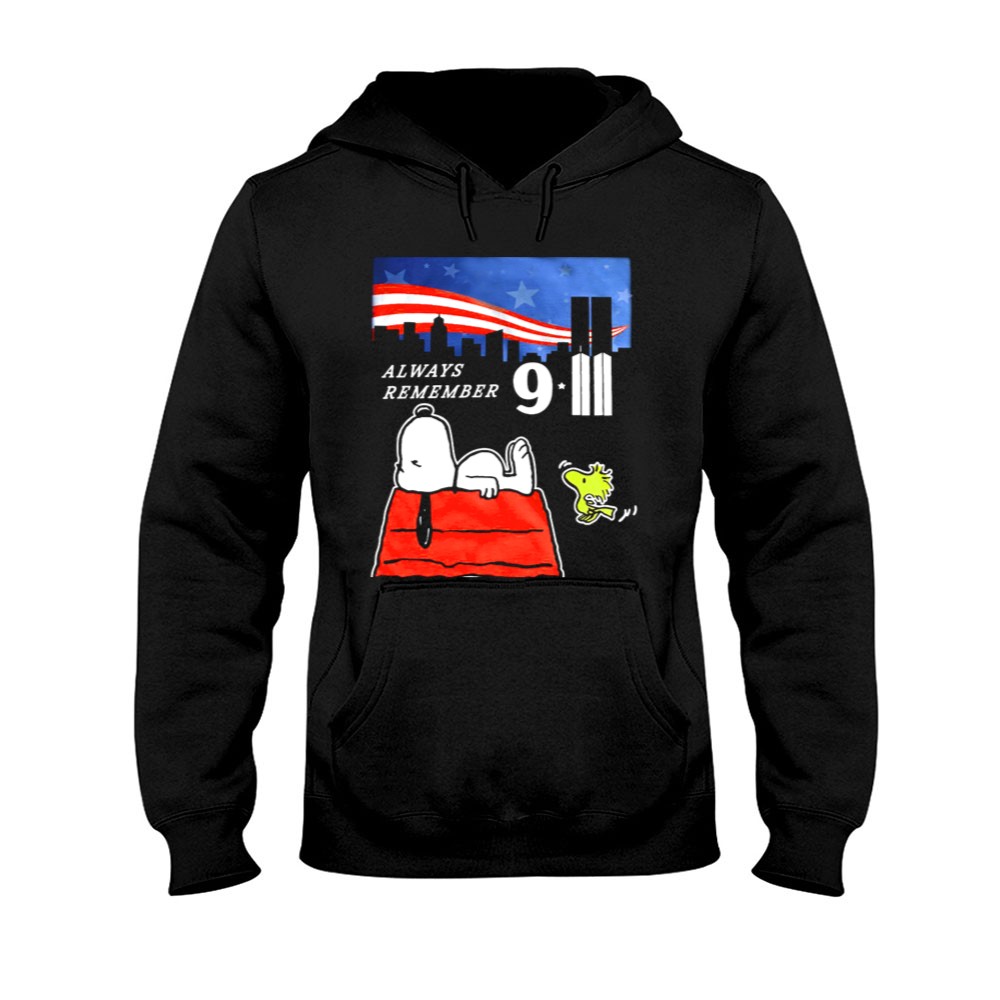 Always Remember 9/11 Snoopy Peanuts Movie Twin Towers T-Shirt - Image 5