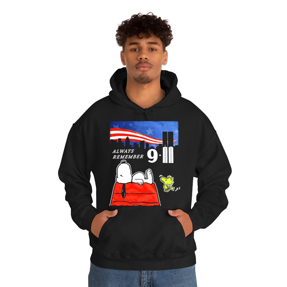 Always Remember 9/11 Snoopy Peanuts Movie Twin Towers T-Shirt - Image 6