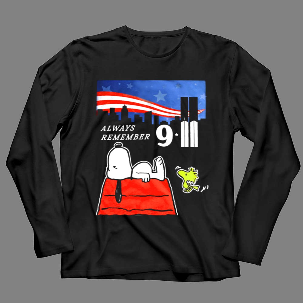 Always Remember 9/11 Snoopy Peanuts Movie Twin Towers T-Shirt - Image 4