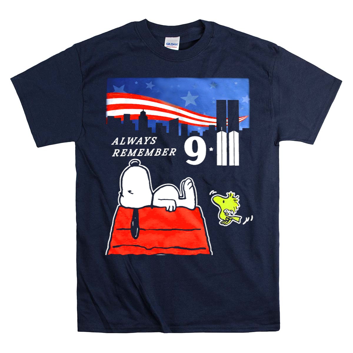 Always Remember 9/11 Snoopy Peanuts Movie Twin Towers T-Shirt - Image 9