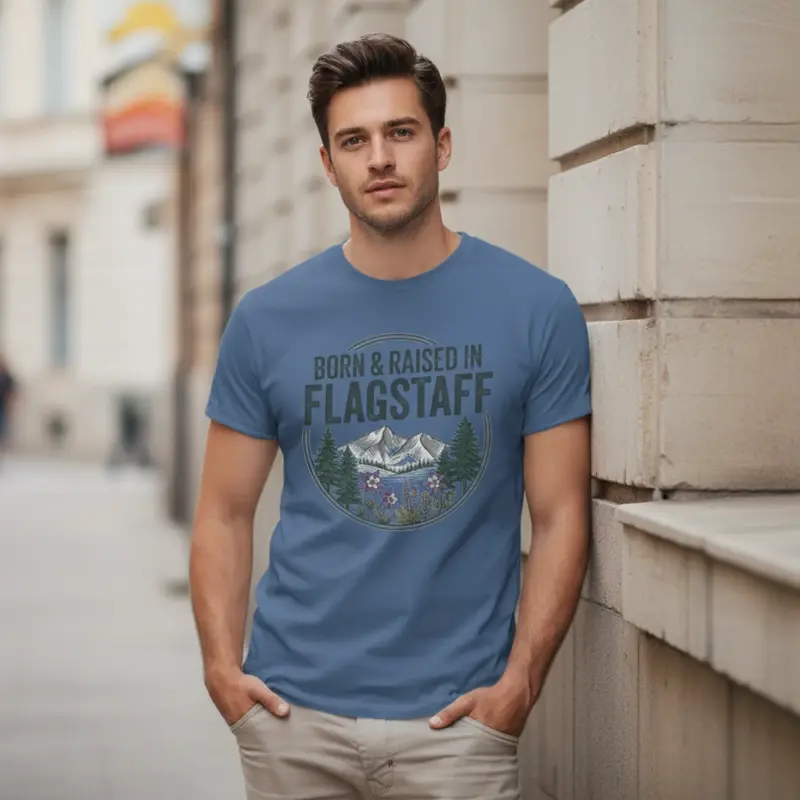born and raised in flagstaff shirt 928 az city pride tee com urban street male young denim
