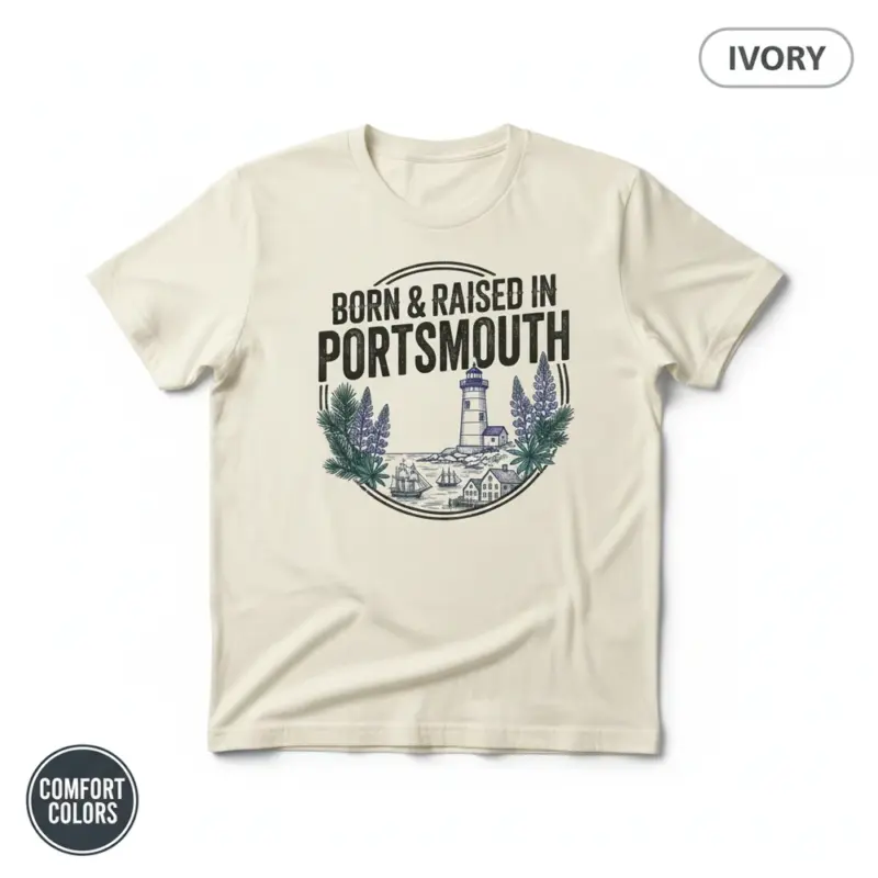 born and raised in portsmouth shirt 603 nh city pride tee comfort colors t shirt studio frontal ivory