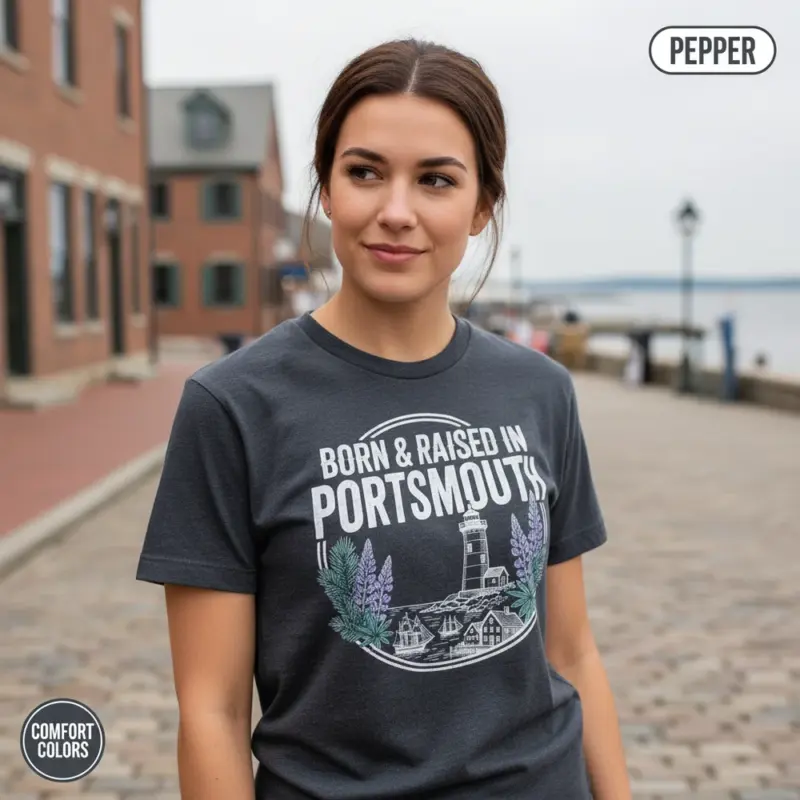 born and raised in portsmouth shirt 603 nh city pride tee comfort colors t shirt thematic female pepper