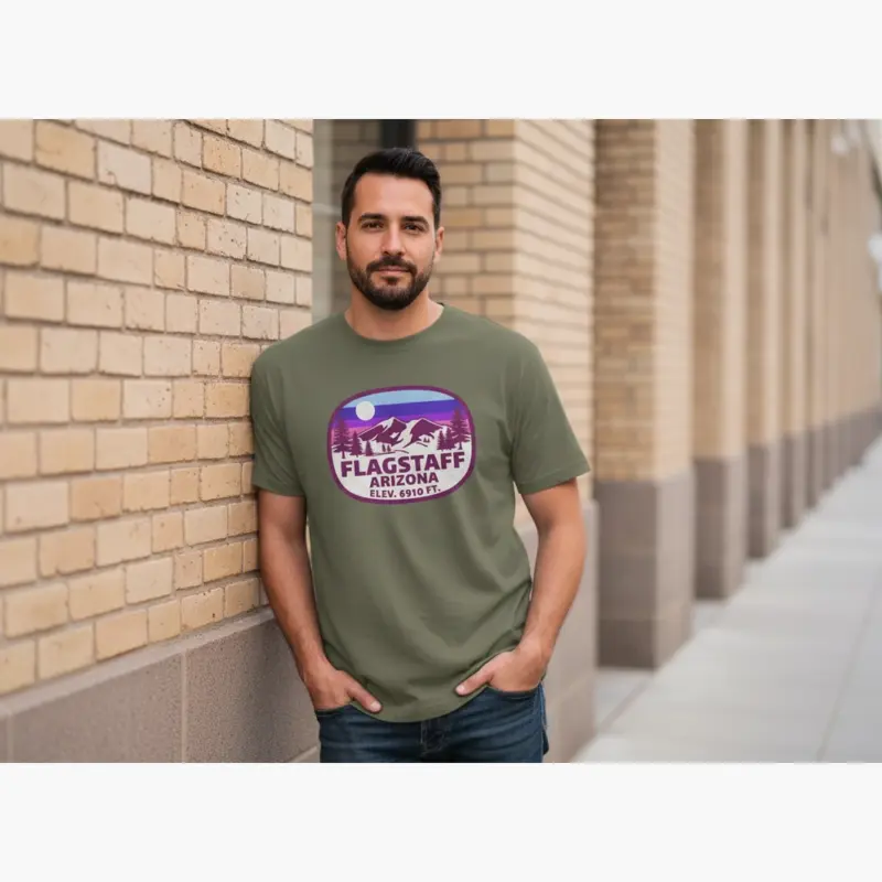 flagstaff elevation shirt 6910 ft high desert hometown tee c urban street male adult moss