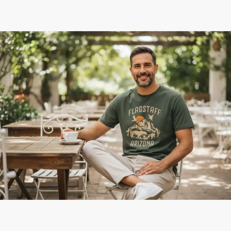 flagstaff ponderosa pine shirt forest city arizona tee comfo mature male moss