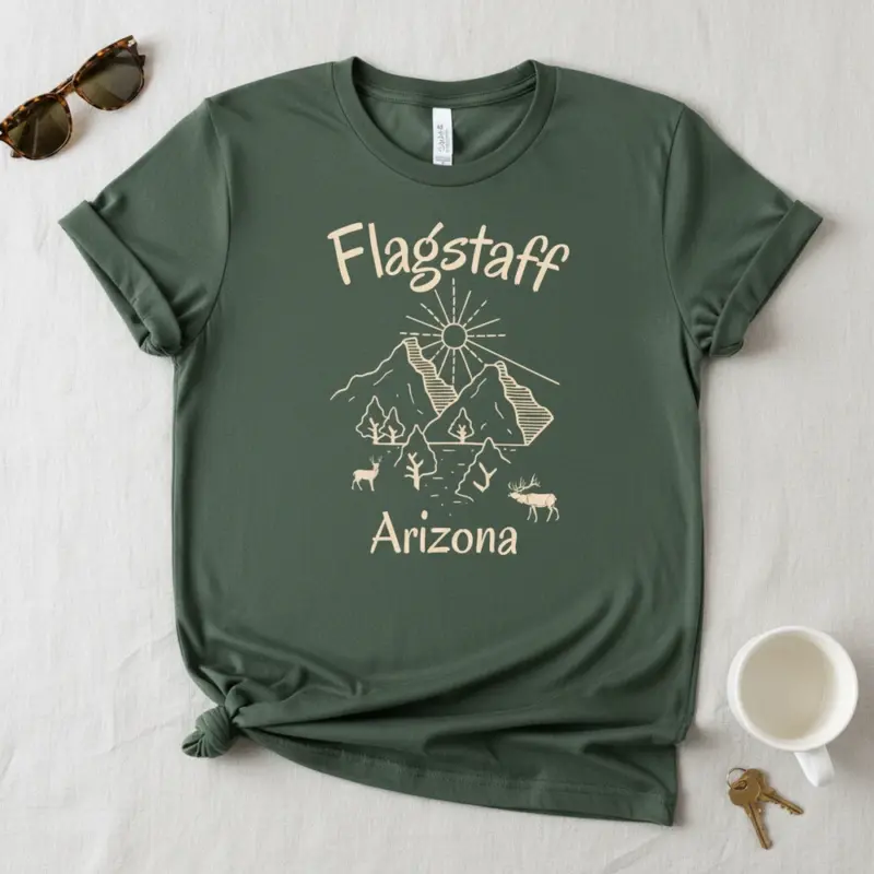 flagstaff skyline shirt arizona mountain city tee comfort co flatlay moss
