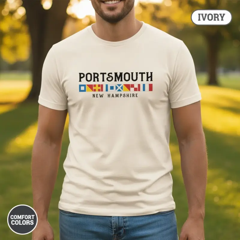 portsmouth new hampshire nautical flags comfort colors t shirt outdoor natural male ivory