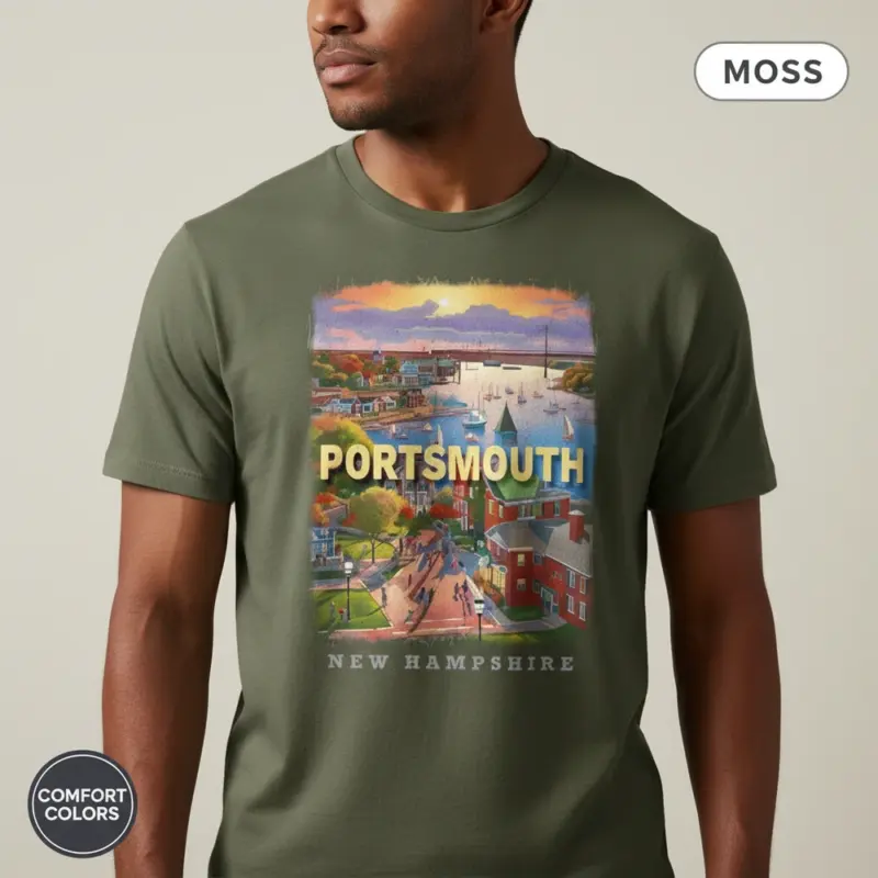 portsmouth seaport shirt new hampshire harbor nautical tee comfort colors t shirt creative male moss