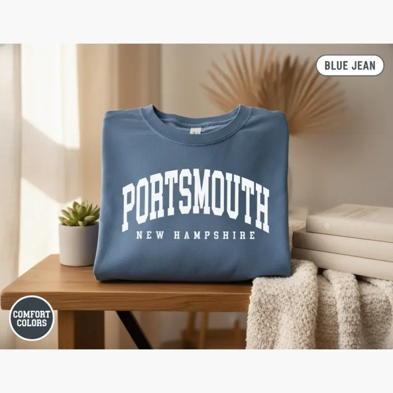 portsmouth varsity shirt nh hometown pride tee comfort colors t shirt interior blue jean