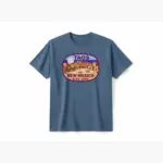 Blue Jean Comfort Colors t-shirt featuring Taos NM 6969 ft elevation and High Desert typography on front chest, studio frontal view