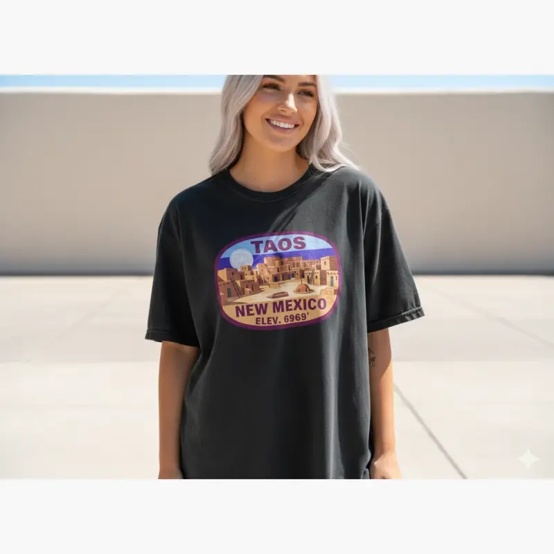 taos elevation shirt 6969 ft high desert hometown tee comfort colors t shirt sunlight female pepper