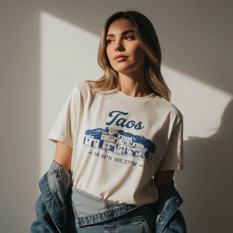 taos nm coordinates shirt 3641n 10557w hometown tee comfort colors t shirt creative female ivory