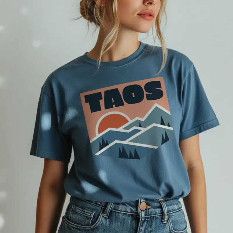 taos skyline shirt adobe mountain new mexico tee comfort colors t shirt creative female blue jean