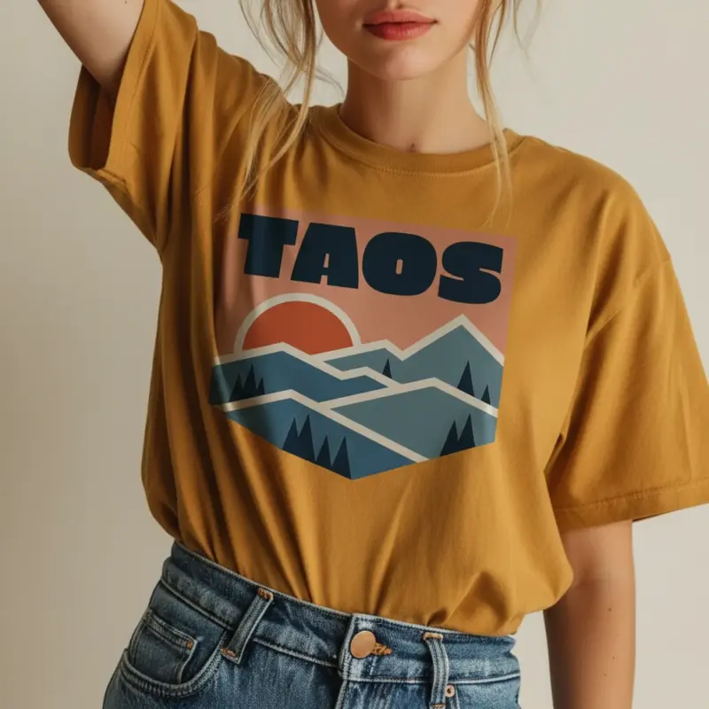 taos skyline shirt adobe mountain new mexico tee comfort colors t shirt creative female mustard