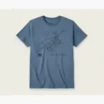Blue Jean Comfort Colors t-shirt featuring a detailed street map illustration of Taos Plaza and Downtown Taos, New Mexico, displayed as a studio frontal product shot